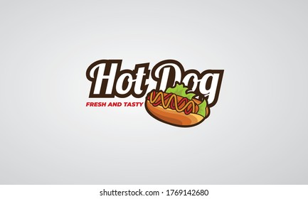 Illustration Logo Hotdog  , can for logo Hotdog Fast Food or restaurant Hotdog , with Vector Eps 10
