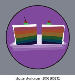 the illustration, logo or icon about rainbow cake