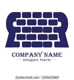 illustration logo and icon design with brick concept