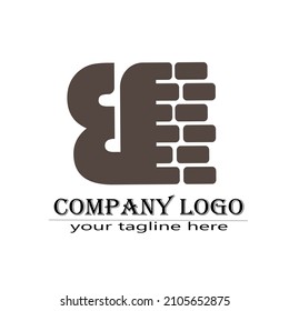 Illustrationslogo und Symboldesign mit Ziegelkonzept