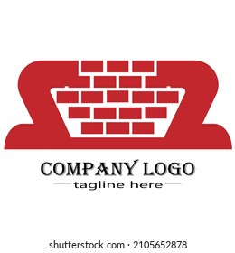 logotipo de ilustración y diseño de icono con concepto de ladrillo