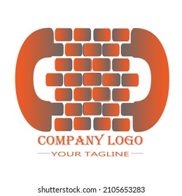 illustration logo and icon design with brick concept