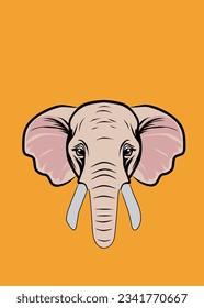 Illustration logo icon vector elephant head brown gray color