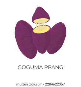 Illustration Logo of Korean Mochi Or Goguma Ppang With Melted Mozzarella Cheese Filling