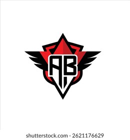 Illustration of a logo with the letters ab in a red and black design