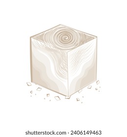 Croissant de cubo de arte de línea de logotipo de ilustración 