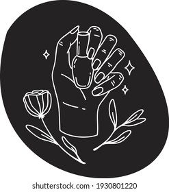 Maniküre mit Illustrationslogo für Nagelsalon oder Schönheitssalon