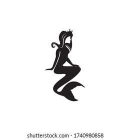 illustration logo mermaid black vector
