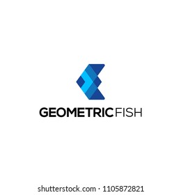 Illustration Logo modern geometric abstract fish sign design graphic