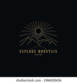 illustration logo mountain with a black background color