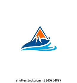 illustration logo mountain icon templet