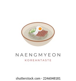 Illustrationslogo Naengmyeon Koreanische Nudeln kaltes Rindfleisch Brot