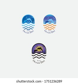 illustration logo ocean day vector icon.