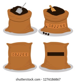 Illustration logo on theme big colored set different types sack, new size icon caffeine. Caffeine pattern consisting of collection accessory to sacks. Tasty caffeine for fresh morning coffee in sack.
