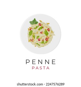 Illustration Logo von Penne Pasta mit Pesto Sauce und Käse