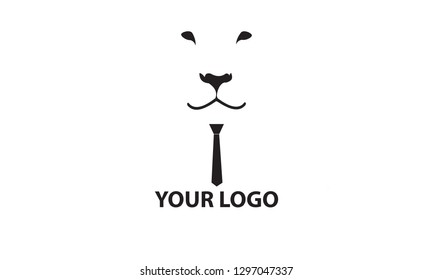 illustration of a logo with a picture of a lion wearing a tie