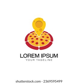 ilustración logo pizza combinación con ritmo de queso, logotipo de comida, ilustración del logo de lugar.