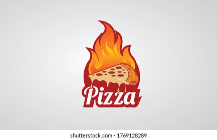 Illustration Logo Pizza for label food pizzeria italian , maybe for pizza delivery fast food