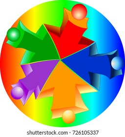 Illustration logo rainbow colored arrows isolated vector