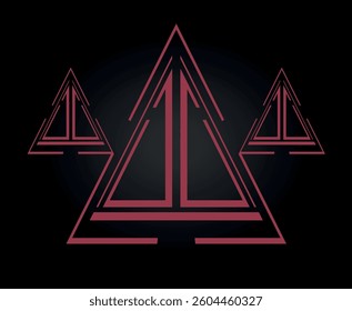 Illustration of the logo red triangles on a black background vector