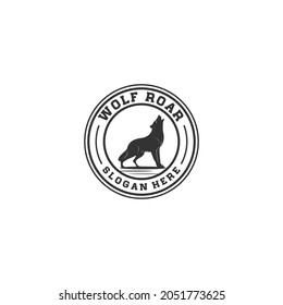illustration logo with a roaring wolf to call the theme