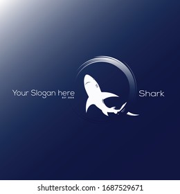 illustration logo shark blue backgound color