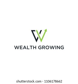 Illustration Logo sign W for wealth growing logo deign inspiration