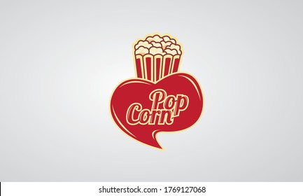 Illustration Logo Snack Popcorn , with red color , corn food, vetor Eps10