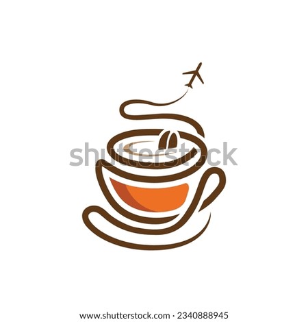 The illustration logo that represents the journey to taste coffee around the world, traveling.
