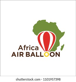 Illustration logo for trip,vacation,traveling to Africa by marking a balloon on the map of Africa logo design graphic.