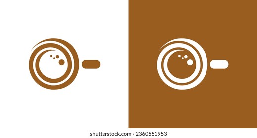 Illustration of the logo of the two elements donut and coffee seen from above. Great for cafe, restaurant, food and beverage logos.