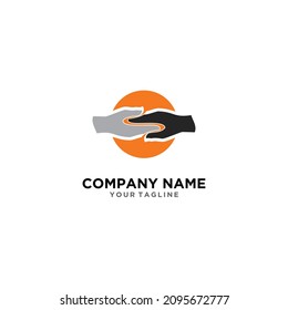 Illustration of the logo of two hands shaking with a variety of circles on the back that signifies affection or giving social assistance or so, suitable for your business company icon