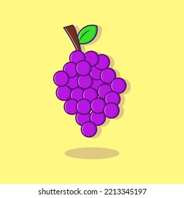 
Carácter gráfico vectorial del logotipo de ilustración de uvas moradas con fondo amarillo