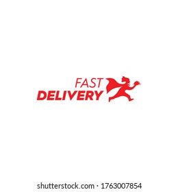 illustration logo vector graphic of runners delivering fast orders, good for food delivery logos