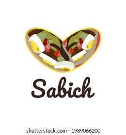 Illustration Logo Vector graphic of Sabich. Perfect for Food and cooking brands or companies.