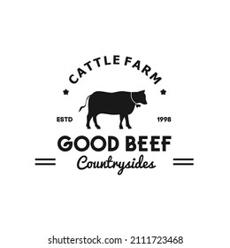 illustration logo vector graphic of silhouette good best cow for the good best premium meet beef from cattle farm in the countryside used for meat beef retail shop, meat industry logo