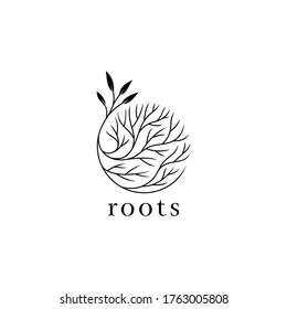 Illustration logo vector graphic of trees and fibrous roots, good for plant logos