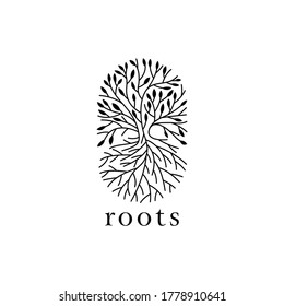 illustration logo vector graphic of trees and fibrous roots, good for plant logos