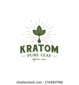 Illustration Logo Vector Graphic Of Vintage Kratom Leaf, Good For Kratom Business Logo