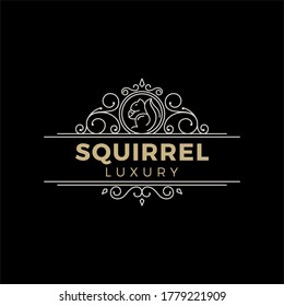 illustration logo vector graphics of squirrel in a luxury line style, good for furniture logos or animal logos