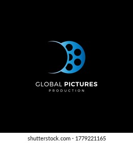 illustration logo vector graphics of world film production, good for logo of filmmakers