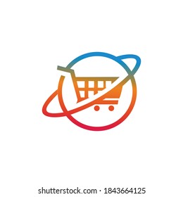 illustration logo vector templet shopping