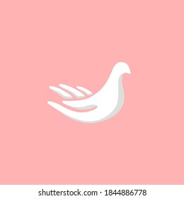 Illustration Logo White Dove Hand