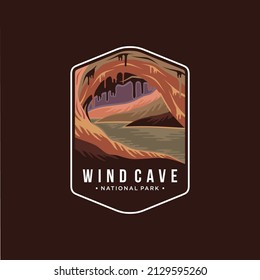 Illustration of the logo of the Wind Cave National Park emblem on a dark background