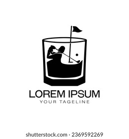 illustration logo wine combination golf, simple logo wine and sport.