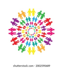 Illustration of logos and symbols to commemorate World Population Day in the form of circles of people. vector flat design isolated on white background.