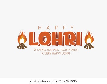 Illustration of a Lohri festival with a dhol drum and bonfire.