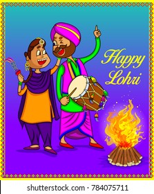 illustration of lohri for Punjabi festivals