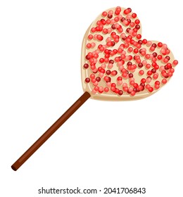 Illustration Of Lolipop Heart. Food Item For Bars, Restaurants And Shops.