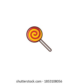 Illustration of Lollipop Candy Filled Color Icon - Fast Food Icon Set Vector Illustration Design.